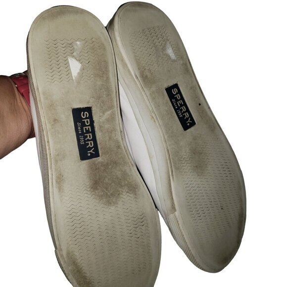 Sperry Top-Sider White Leather Slip-on Sneakers Womens Shoes Size 8.5 Pre-Owned - Picture 4 of 12